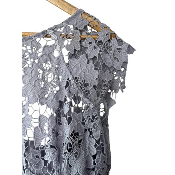 Paper Dolls Scalloped Edge Open Back Lilac Purple Lace Knee Length Dress Sz 12 - Picture 3 of 11